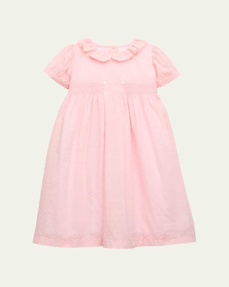 Girl's Smocked Swiss Dot Dress, Size 12M-8